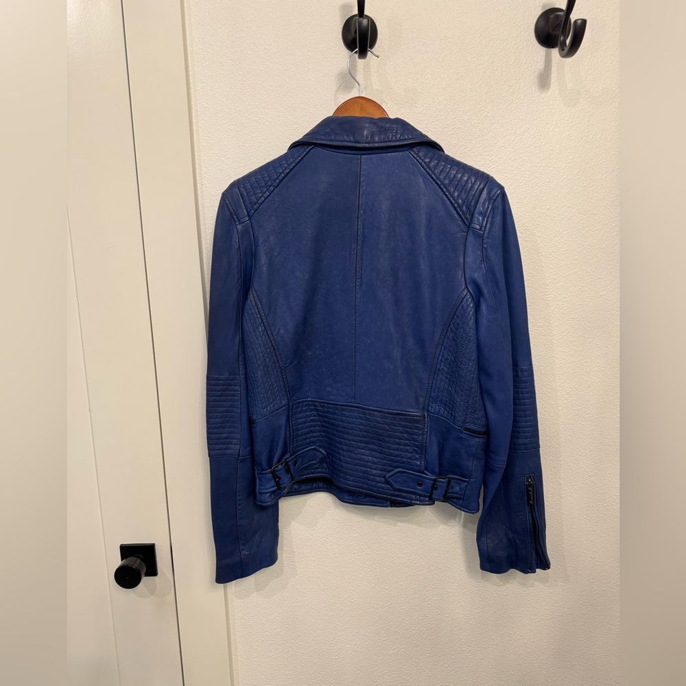 BCBGMaxAzria Blue Leather Moto Jacket - Picture 4 of 5